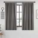 ANRODUO Rod Pocket and Back Tab Pleated Blackout Curtains with Hooks, Rings, Grey Curtains 63 Inches Long 2 Panels, Thermal Insulated Room Darkening Living Room Bedroom Curtain, 42x63 Inches
