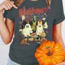 Magical Halloween Shirts for Women Funny Nightmare On Main Street Graphic Tees Spooky Season Casual Short Sleeve Fall Tops (Gray, XXL)
