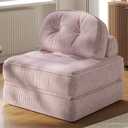 Dowinx Folding Sofa Bed with Pillow, Convertible Comfy Couch Bed for Adults Home Lounge and Gaming, Modern Comfortable Design for Apartment Living Room Bedroom, Single, Ribbed Velvet, Mauve