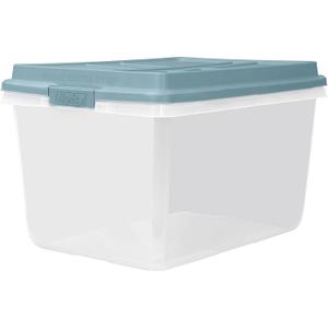 Hefty HI-RISE 72 Qt Large Plastic Storage Bins with Lids, 6 Pack Stackable Containers with Secure Latching Handles, Clear Storage Totes for Garage, Closet, Basement, Clothes and Household Organization
