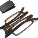 Case Upgrade-Ultra-light and Thin Foldable Reading Glasses Folding Readers for Men Women Compact Portable Rectangle Eyewear Case (Tortoise, 1.5)
