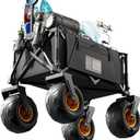 DXZ Beach Wagon Cart with Big Wheels for Sand – Folding Collapsible Wagon, Heavy Duty Wagons Carts Foldable for Beach, Camping, Outdoor Gear, Easy Setup Black Yellow