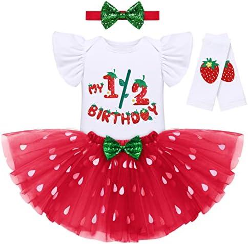 IBTOM CASTLE Baby Girls Strawberry Birthday Outfit Leggings for 1/2/3 Year Old Cake Smash Photoshoot
