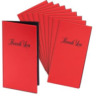 Juvale 10 Pack Thank You Check Presenters for Restaurants, Red Guest Check Book for Server, Waiter, Waitress, Diners (1 Card Slot, 10.5 x 5.5 In)