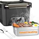 Cordless Electric Lunch Box for Adults, Heated Lunch Box 20000 mAh Battery Powered with Automatic Heating, 1.2L Portable Food Warmer, BPA Free (Black)