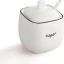 12oz Sugar Bowl with Lid and Spoon - Ceramic Sugar Jar Dispenser for Coffee Bar Kitchen Countertop Canister Salt & Spice Container - White (12, ounces)