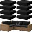 8Pcs Outdoor Cushion Cover Stretch Cushion Covers Washable Reusable Replacement Cushions Slipcovers for Patio Furniture Outdoor Sofa (Black)