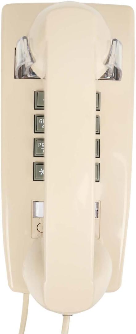 Wall Phone with Classic Design,Corded Wall Phone,Crisp Mechanical Ringer,Easy to Install, Retro Phone, Perfect for Kitchen,Living Room & Bedroom (Beige)