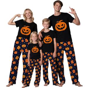 2Pcs Halloween Pajamas for Family,Holiday PJS Matching Sets,Jammies for Couples,T-Shirt and Pants (Medium)
