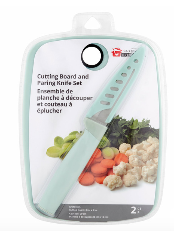 Culinary Elements Cutting Board With Paring Knife Set Blue 2 Pcs