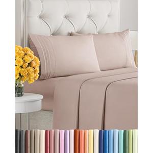 King Size 4 Piece Sheet Set - Extra Soft, Breathable & Cooling Sheets - Hotel Luxury Durable Bed Sheets for Women & Men - Deep Pockets, Easy-Fit & Wrinkle-Free Sheets - Dusty Pink Oeko-Tex Bed Sheets