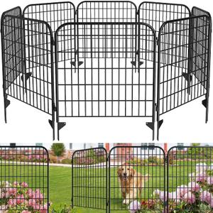 AMAGABELI 6 Panels 32 in(H) X 15 ft(L) Decorative Garden Fence Gate,No Dig Dog Fence Outdoor for Yard,Rustproof Tall Garden Fencing Animal Barrier Metal Wire Panel Border for Flower Bed,Patio