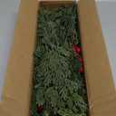 Watayo 45 Pcs Christmas Artificial Pine Branches with Red Berry Stems, 10.5" Faux Evergreen Norfolk Pine Cypress Leaves Stems, Fake Foliage Pine Needles Picks for DIY Craft Garland Home Decor