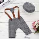 Zeroest Baby Photography Props Newborn Boy Photo Shoot Outfits Infant Gentleman Suit Lattice Outfit Hats (Black+white)