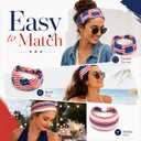 3Pcs 4th of July Headbands for Men Women American Flag Hairband USA Red White Blue Non-Slip Stretchy Sports Headbands for Running Cycling Yoga Fitness Workout