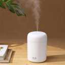 Portable Mini Humidifier, 300ml USB Cool Mist Small Humidifier with Colorful Lights. Perfect for Bedroom, Office, Plants, travel & Car (White)