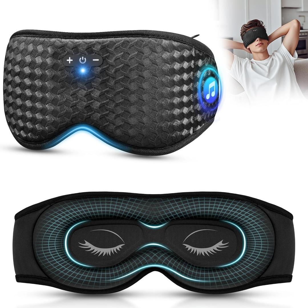 Sleeping Eye Mask with Headphones, Wireless Bluetooth 5.4 Sleep Mask for Men Women, Sleeping Headphones for Side Sleepers, Cool Gadgets Gifts (Z-dark Black)