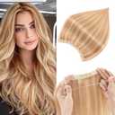 Prokyvity Halo Hair Extensions Real Human Hair,Halo Hair Extension 100% Human Hair, Wire Hair Extensions,Straight 12P613 Golden Brown Mixed Bleach Blonde 12 Inch/55 G