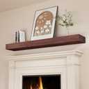 SAUMONIERES Fireplace Mantel Shelves 72 Inch Solid Wood Wall Mounted Long Floating Shelf Hollow, Brown