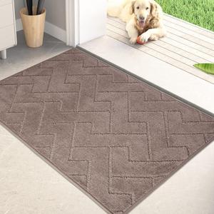 PURRUGS Dirt Trapping Door Mat 24" x 35.5", Non-Slip Machine Washable Entry Rug, Dog Doormat, Indoor Front Door Mat, Super Absorbent Entryway Rug for Muddy Shoes & Paws, Grayish Brown