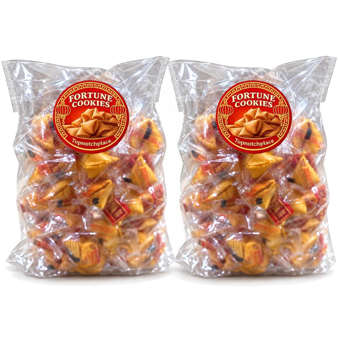 Topnotchplace Fortune Cookies, 100 Count, Individually Wrapped, Vanilla Flavor, for Parties and Sharing (EXP 06/07/30)