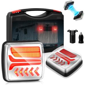 Wireless Trailer Lights Magnetic - Bluetooth LED Trailer Lights, High Brightness for Towing - IP65 Waterproof, Wireless Tail Lights for Trailer, Trucks, Caravans, Campers, RVs, Vans