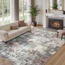 9x12 Area Rugs for Living Room, Large Washable Rug, Rust Red
