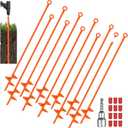 Lasnten 12 Pcs 30 Inch Heavy Duty Ground Anchor Spiral Blade Earth Anchor Kit Metal Anchor Hook Beach Sand Stakes Camping for Securing Animals, Shelters, Tents, Canopies (Orange)