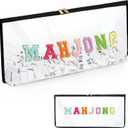 Mahjong Tile Bag Chenille Letter Side Widening, PVC Waterproof American Mahjong Storage Pouch for Travel Party Game 21.3"x10.3"x1.9"(Case Only)