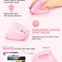 Lekvey Ergonomic Mouse, Vertical Wireless Mouse, Rechargeable 2.4 GHz USB Optical Carpal Tunnel Mice : 800/1200 / 1600 DPI, 6 Buttons, for Laptop, PC, Mac, Computer, Desktop, Notebook etc, Pink