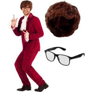 Morph Swinger Costume With Wig Groovy 60s Costumes For Men 60s Costume For Mens Halloween Costumes For Men (Large)