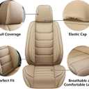 Full Coverage Faux Leather Car Seat Covers,Automotive Seat Covers for Cars,SUVs Pick-up Truck, Car Seat Cushion, Beige Seat Covers,Front Seat Cover,Car Seat Protector