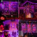 Ollny Spider Web Decoration 4FT 70 LED, Orange and Purple Halloween Lights with Black Spider Battery Powered 8 Modes Timer, Waterproof Cobweb String Light for Outdoor Indoor House Yard Party
