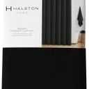 H HALSTON Black Shower Curtain Modern Neutral Bathroom Curtain, Water-Repellent Fabric, Machine Washable, 72x72 Inches, Elegant Spa-Inspired Design, Minimalist Home Decor