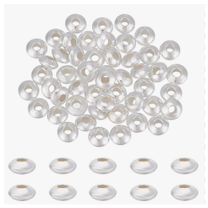 BENECREAT 925 Sterling Silver Beads 2.2mm Round Sterling Silver Beads Metal Spacer Beads Large Hole Silver Round Beads