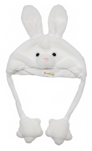 Deletoys Animal Plush Hat with Moving Jumping Ears Pop Up Beating Hat Plush Cosplay Dress Up Funny Gift for Kids Adult, Cute Rabbit