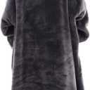Waitu Wearable Blanket Sweatshirt Gifts for Women and Men, Warm and Cozy Giant Blanket Hoodie, Thick Flannel Blanket with Sleeves and Giant Pocket - Dark Gray- Adult