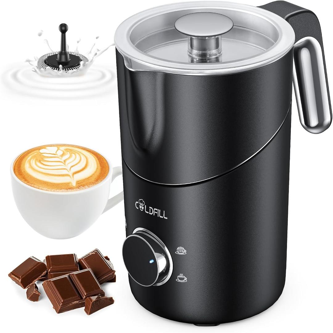 8-in-1 Milk Frother, 400ml Large Capacity & Detachable Milk Frother and Steamer, Coffee Frothers with Heating Function, Electric Automatic Hot & Cold Foam Milk Steamer, Quiet,Dishwasher Safe