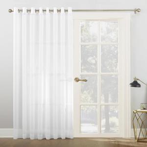 No. 918 Emily Sheer Voile Grommet Sliding Patio Door Curtain Panel, 100" x 84", White