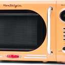 Nostalgia Countertop Microwave Oven with Easy Clean Interior- Retro Microwave with LED Display & Child Lock- Compact 0.7 Cu. Ft Oven With 12 Pre-Programmed Settings for any kitchen-700-Watts-Orange
