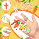 Equsion 60 Pcs Easter Keychain Easter Day Party Favors Bunny Key Chain Key Ring Rabbit Cross Hanging Kit Carrot Eggs Party Decorations for Hunting Party Decor