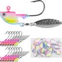 OROOTL Fishing Jig Heads Underspin Jig Head Hooks with Spinner Blades Under Spin Bladed Swim Jigs for Saltwater Freshwater Fishing 1/4oz 3/8oz 1/2oz (Blue Pink)