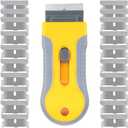 Razor Blade Scrape with 20pcs Extra Blades, Scraper Tool, Razor Blade Retractable, Paint Stripping Tool, Hob Oven Glass Cooker Cleaning Tool Non Scratch Anti Slip Window Glass Wallpaper