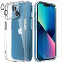 [5 in 1 Designed for iPhone 13 Clear Case with Screen Protector[2 Pack] +Camera Lens Protector[2 Pack], Military Grade Drop Protection Transparent Cover 6.1 Inch