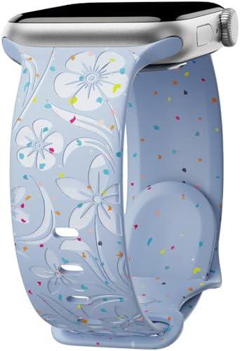 SET OF 2, Engraved Band for Apple Watch Band 38mm 40mm 41mm 42mm 44mm 45mm 46mm 49mm Women, Recycled Plastic Band for iWatch Series SE Ultra 10 9 8 7 6 5 4 3 2