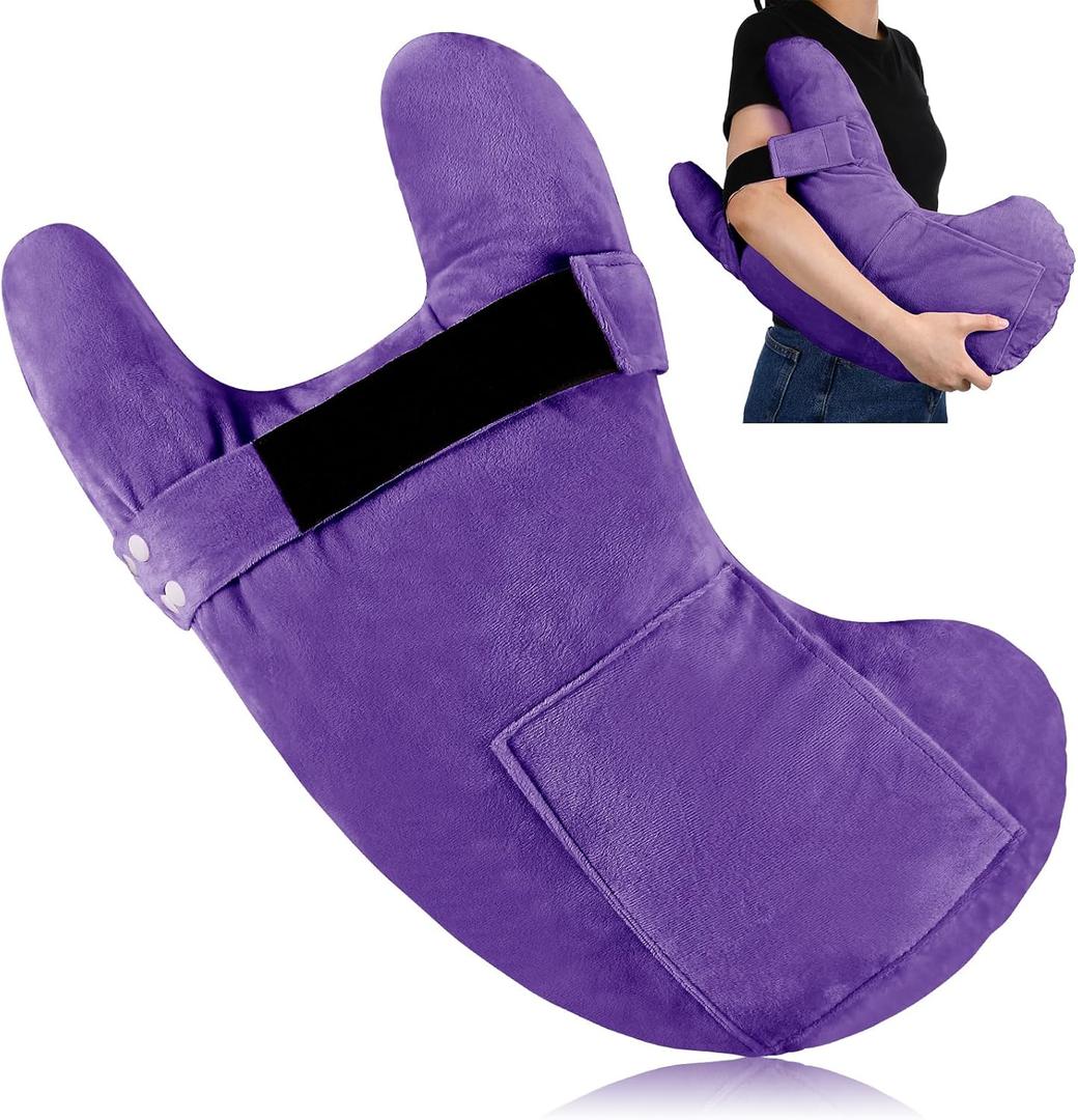 TrelaCo Post Shoulder Surgery Pillow with Pocket, Rotator Cuff Pillow Pain Relief for Sleeping, After Shoulder Surgery Must Haves for Arm Pressure Relief(Violet)