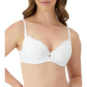 Maidenform Women's Push-Up Bra with Microfiber, Comfort Devotion Your Lift Underwire Bras for Women, Convertible, Lace (38D, White)