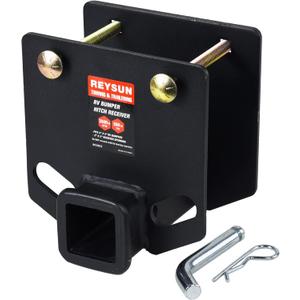 Trailer Hitch 863803 RV Bumper Hitch Receiver Adapter, 2-inch Receiver, Fits 4-inch Square RV Rear Bumpers, Hitch Pin Kit Included