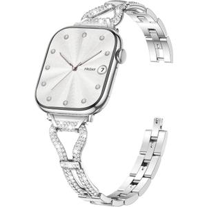 Wepro Thin Bling Metal Gold Band: for Apple Watch Bands for Women 40mm 44mm 42mm 46mm 41mm 45mm 38mm 49mm - Slim Fancy Dressy Strap for iWatch SE Series 11 10 9 8 7 6 5 4 3 2 1 Ultra Luxury Bracelet