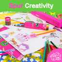 Drawing Stencil Kit for Kids, 60 PC Art Set with 370+ Shapes, Sketch Pad, and Colored Pencils for DIY Arts and Crafts for Boys and Girls, Draw with Letter, Animal and Car Stencils, Pink